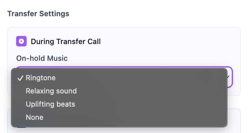 In-call experience during transfer
