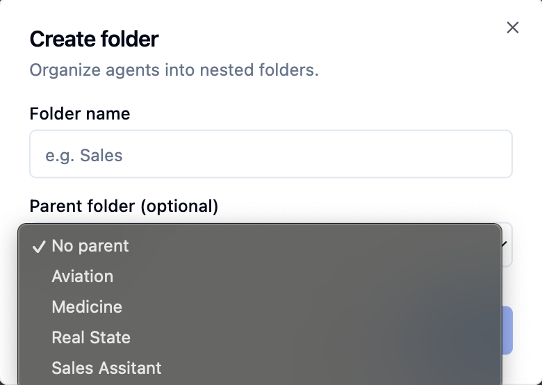 Selecting a parent folder