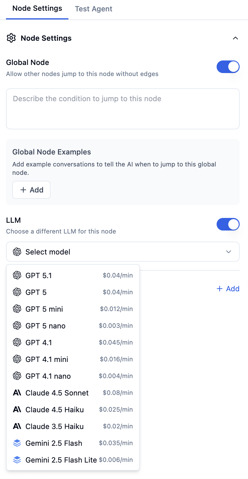 LLM settings for SMS content